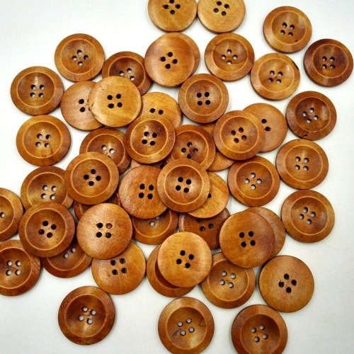 Desenli Ahşap Düğme 20mm - Zeytin Ağacı