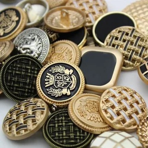 Zincirli Dekoratif Düğme 32mm - Gümüş