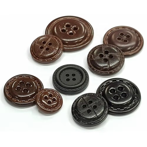 Açık Kahve Deri Düğme 17mm - Doğal